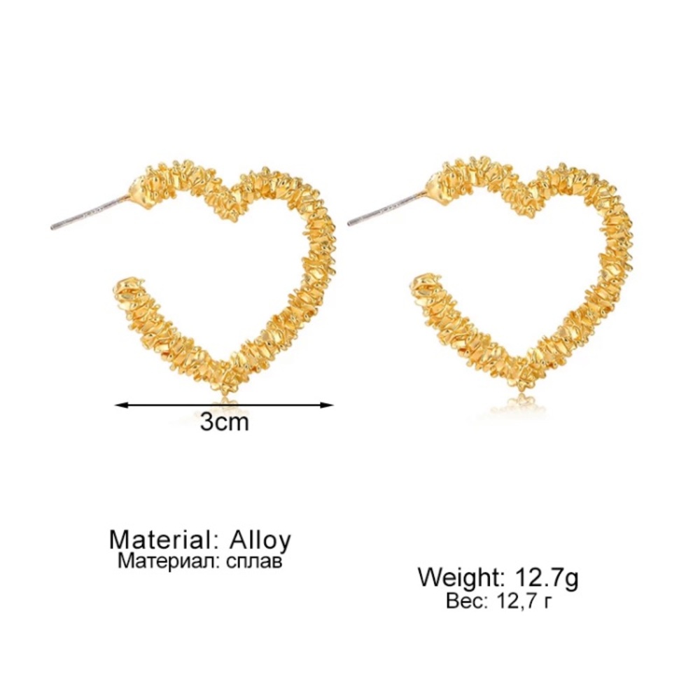 Gold Tone Heart Earrings - Picture 2 of 3